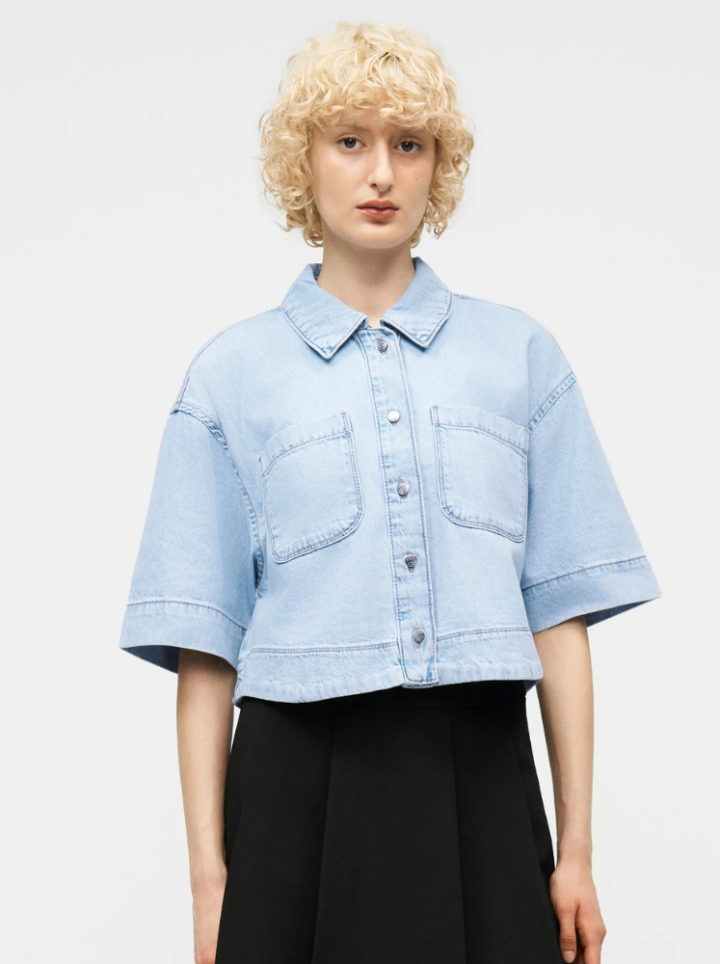 CROP SHIRT – Light Blue Denim
